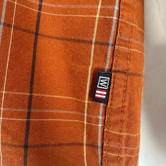 Wrangler Timber Creek Button Up Shirt Orange Plaid Mens Small Campcore Cabincore - Picture 4 of 5